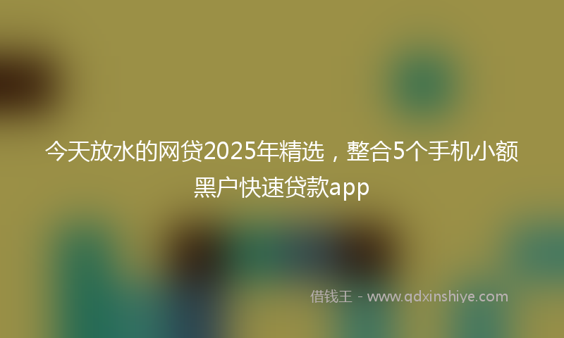 今天放水的网贷2025年精选，整合5个手机小额黑户快速贷款app