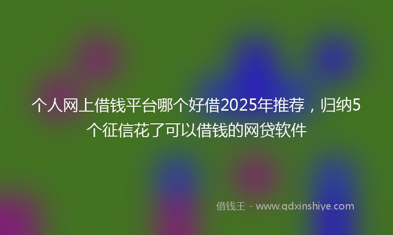 个人网上借钱平台哪个好借2025年推荐，归纳5个征信花了可以借钱的网贷软件