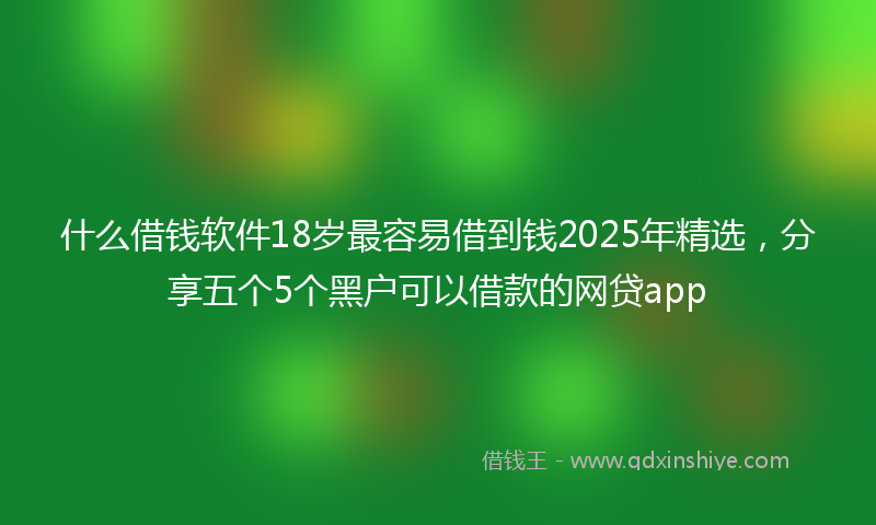 什么借钱软件18岁最容易借到钱2025年精选，分享五个5个黑户可以借款的网贷app