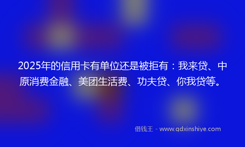 2025年的信用卡有单位还是被拒有：我来贷、中原消费金融、美团生活费、功夫贷、你我贷等。