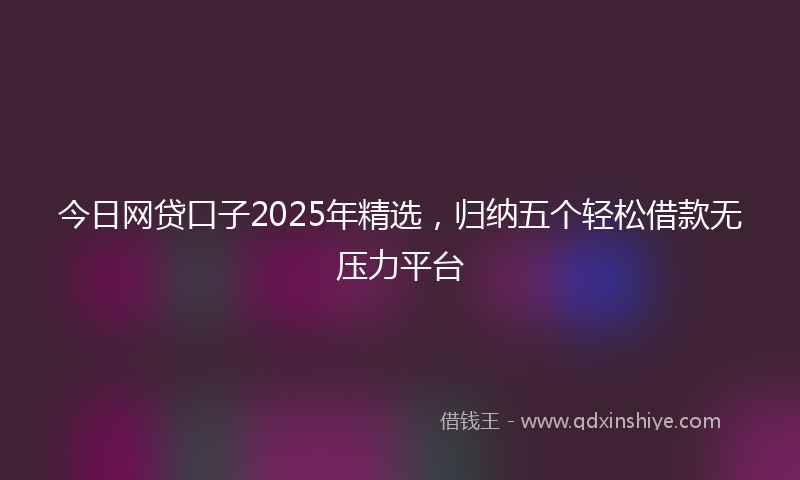 今日网贷口子2025年精选，归纳五个轻松借款无压力平台