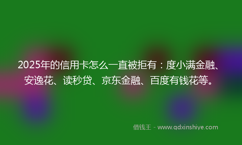 2025年的信用卡怎么一直被拒有：度小满金融、安逸花、读秒贷、京东金融、百度有钱花等。