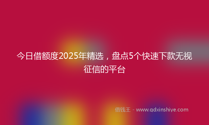今日借额度2025年精选，盘点5个快速下款无视征信的平台
