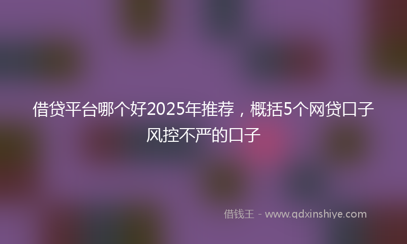 借贷平台哪个好2025年推荐，概括5个网贷口子风控不严的口子