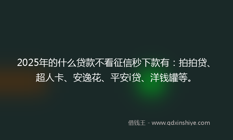 2025年的什么贷款不看征信秒下款有：拍拍贷、超人卡、安逸花、平安i贷、洋钱罐等。