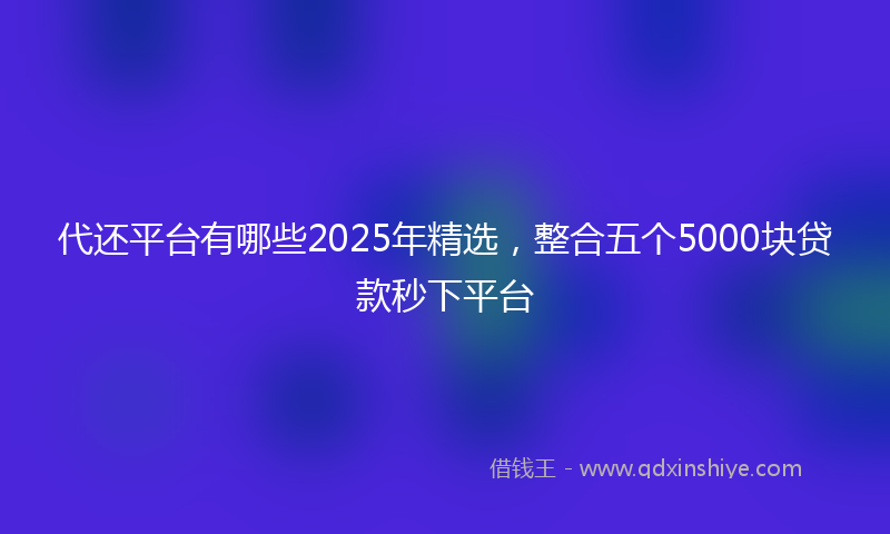 代还平台有哪些2025年精选，整合五个5000块贷款秒下平台