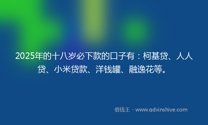 2025年的十八岁必下款的口子有：柯基贷、人人贷、小米贷款、洋钱罐、融逸花等。