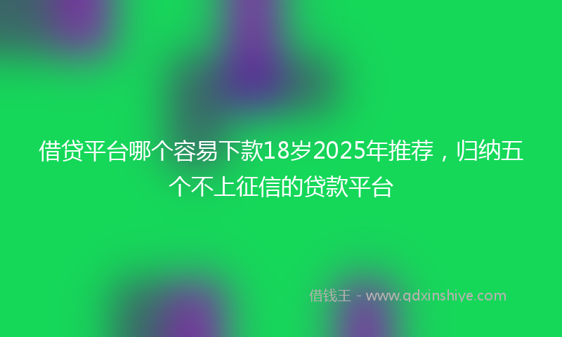借贷平台哪个容易下款18岁2025年推荐，归纳五个不上征信的贷款平台