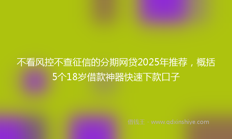 不看风控不查征信的分期网贷2025年推荐，概括5个18岁借款神器快速下款口子