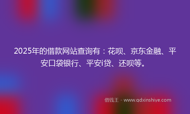 2025年的借款网站查询有：花呗、京东金融、平安口袋银行、平安i贷、还呗等。