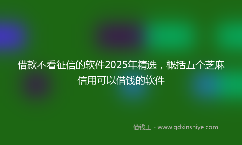 借款不看征信的软件2025年精选，概括五个芝麻信用可以借钱的软件