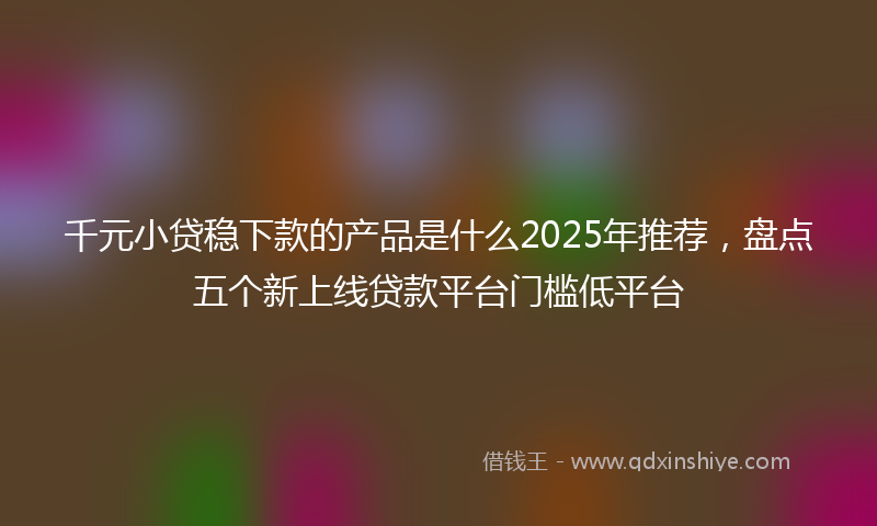 千元小贷稳下款的产品是什么2025年推荐，盘点五个新上线贷款平台门槛低平台