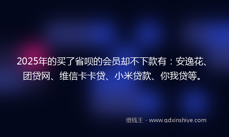 2025年的买了省呗的会员却不下款有：安逸花、团贷网、维信卡卡贷、小米贷款、你我贷等。