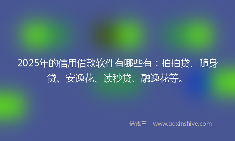 2025年的信用借款软件有哪些有：拍拍贷、随身贷、安逸花、读秒贷、融逸花等。