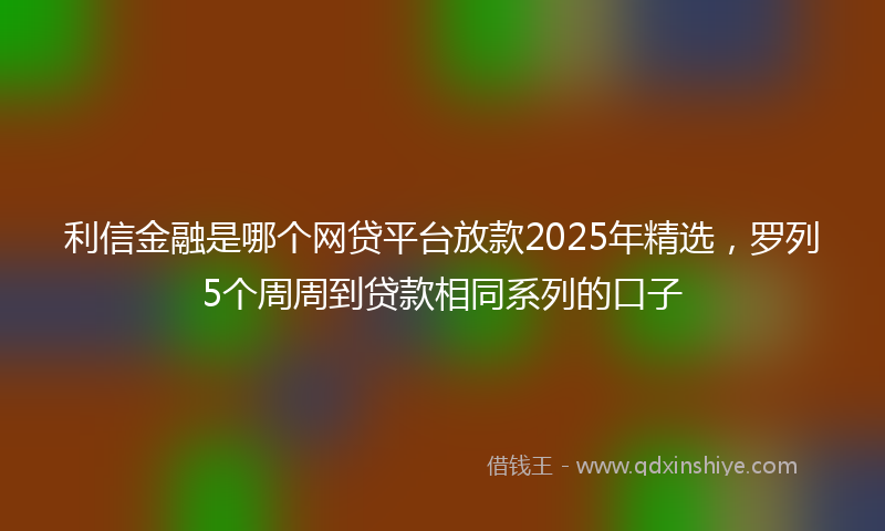 利信金融是哪个网贷平台放款2025年精选，罗列5个周周到贷款相同系列的口子