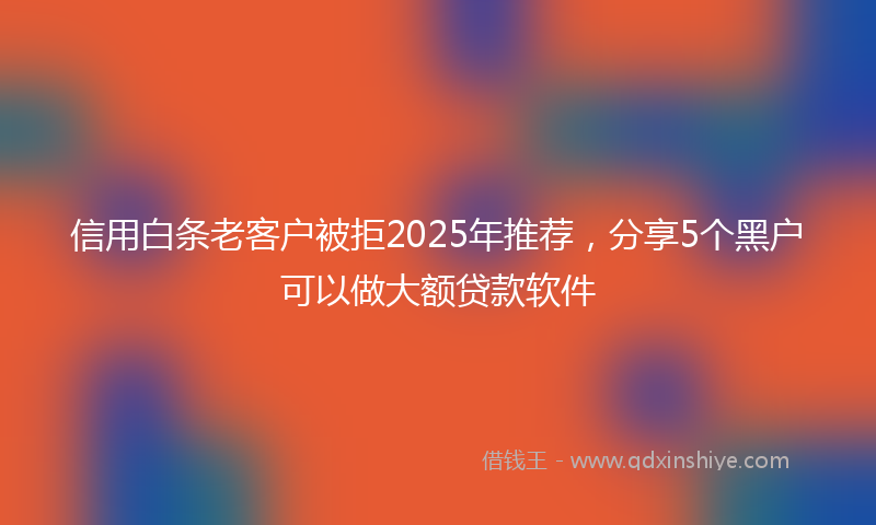 信用白条老客户被拒2025年推荐，分享5个黑户可以做大额贷款软件