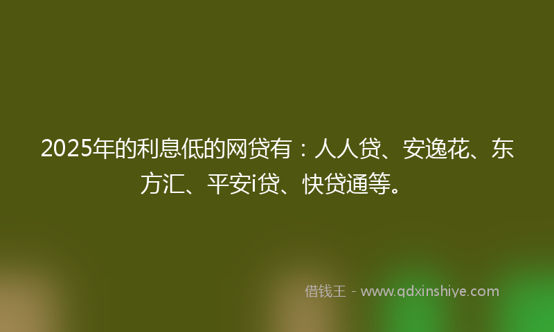 2025年的利息低的网贷有：人人贷、安逸花、东方汇、平安i贷、快贷通等。