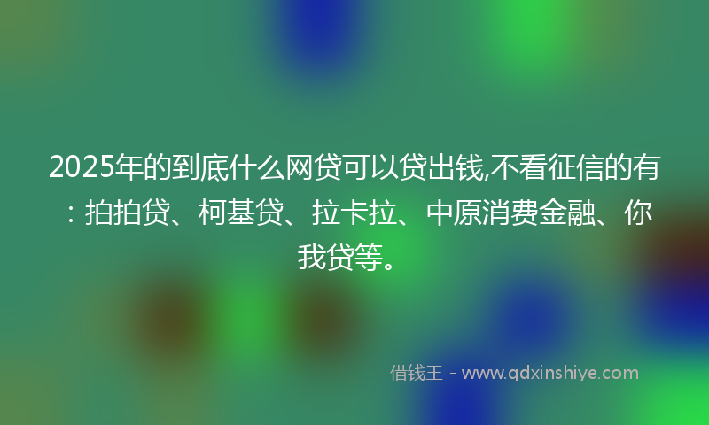 2025年的到底什么网贷可以贷出钱,不看征信的有：拍拍贷、柯基贷、拉卡拉、中原消费金融、你我贷等。