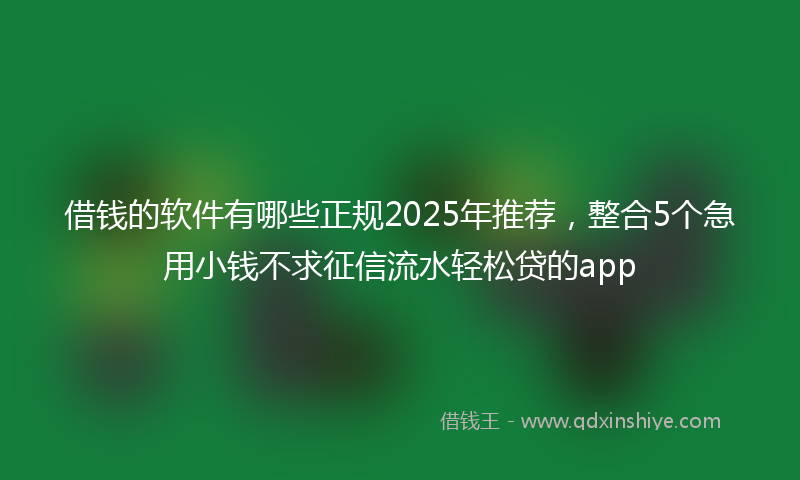 借钱的软件有哪些正规2025年推荐，整合5个急用小钱不求征信流水轻松贷的app