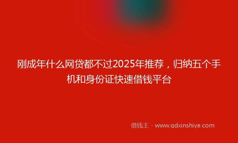 刚成年什么网贷都不过2025年推荐，归纳五个手机和身份证快速借钱平台