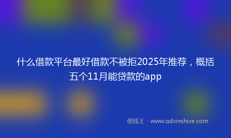 什么借款平台最好借款不被拒2025年推荐,概括五个11月能贷款的app
