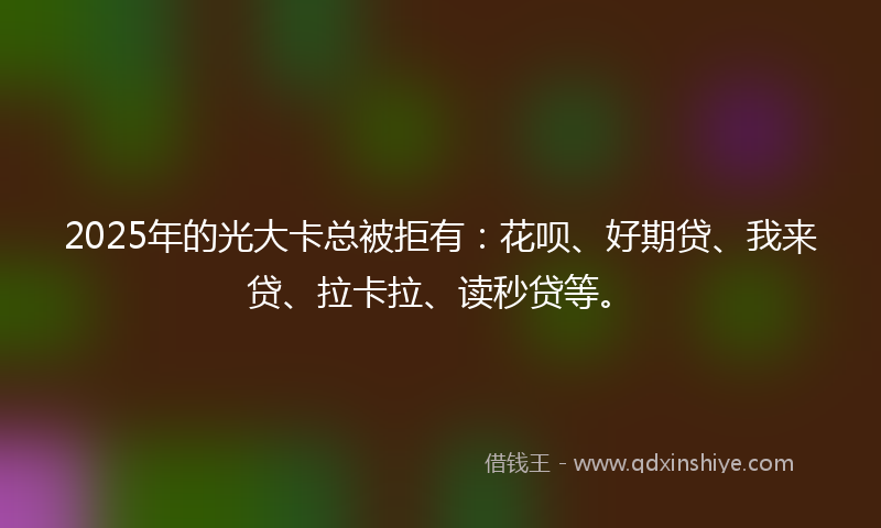 2025年的光大卡总被拒有：花呗、好期贷、我来贷、拉卡拉、读秒贷等。