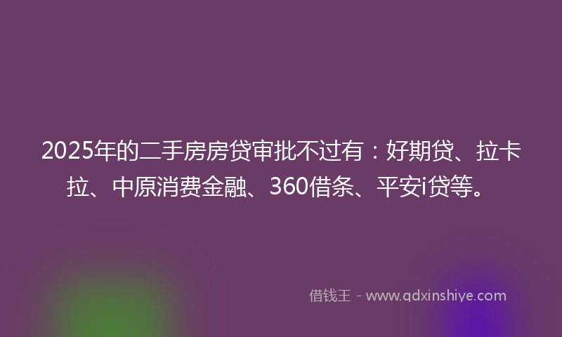 2025年的二手房房贷审批不过有：好期贷、拉卡拉、中原消费金融、360借条、平安i贷等。