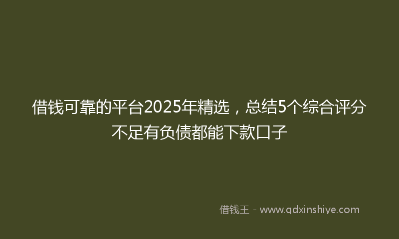 借钱可靠的平台2025年精选，总结5个综合评分不足有负债都能下款口子