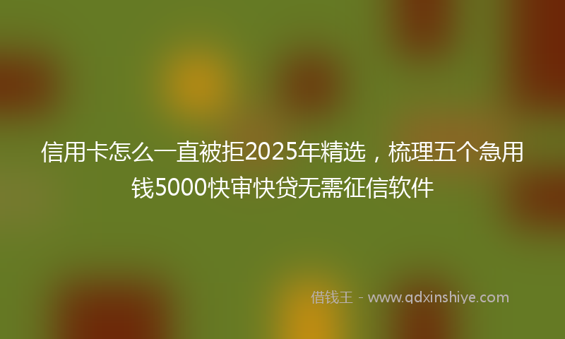 信用卡怎么一直被拒2025年精选，梳理五个急用钱5000快审快贷无需征信软件