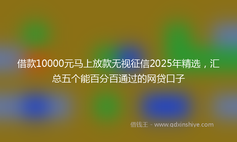 借款10000元马上放款无视征信2025年精选，汇总五个能百分百通过的网贷口子