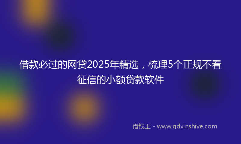 借款必过的网贷2025年精选，梳理5个正规不看征信的小额贷款软件