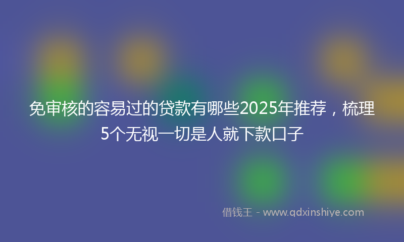 免审核的容易过的贷款有哪些2025年推荐，梳理5个无视一切是人就下款口子