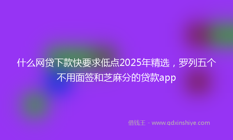 什么网贷下款快要求低点2025年精选，罗列五个不用面签和芝麻分的贷款app
