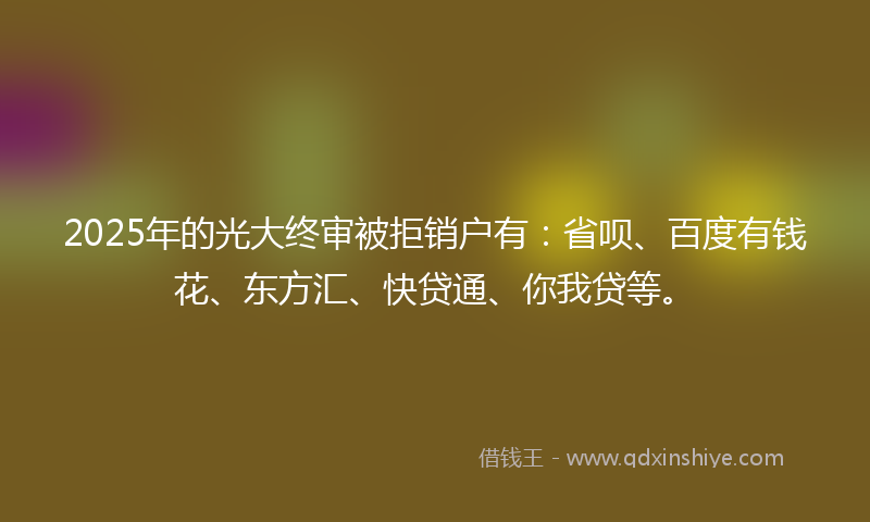 2025年的光大终审被拒销户有：省呗、百度有钱花、东方汇、快贷通、你我贷等。