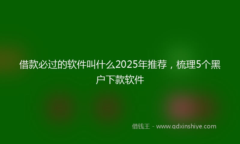 借款必过的软件叫什么2025年推荐，梳理5个黑户下款软件