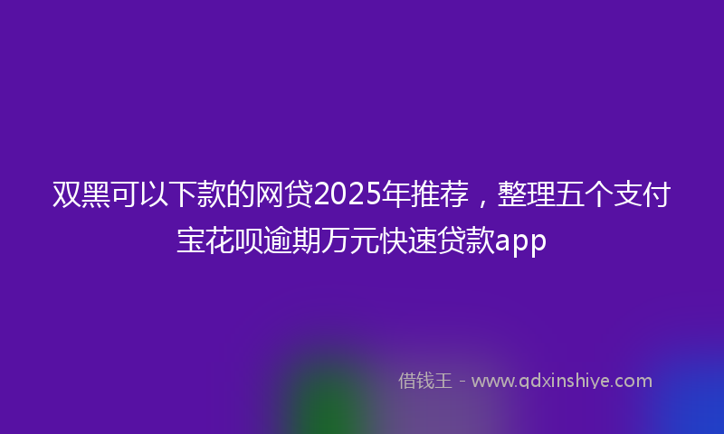 双黑可以下款的网贷2025年推荐，整理五个支付宝花呗逾期万元快速贷款app