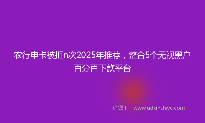 农行申卡被拒n次2025年推荐，整合5个无视黑户百分百下款平台