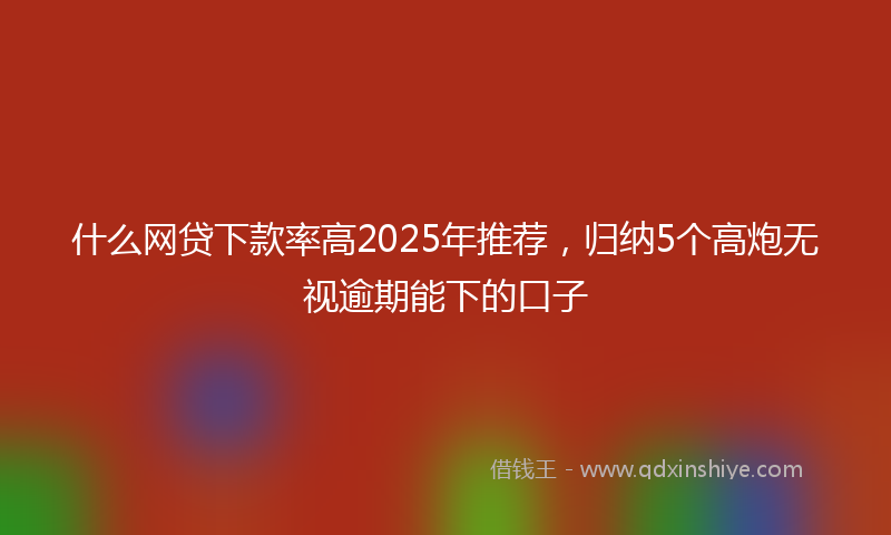 什么网贷下款率高2025年推荐，归纳5个高炮无视逾期能下的口子