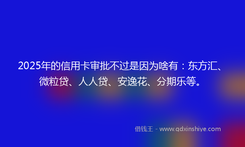 2025年的信用卡审批不过是因为啥有：东方汇、微粒贷、人人贷、安逸花、分期乐等。