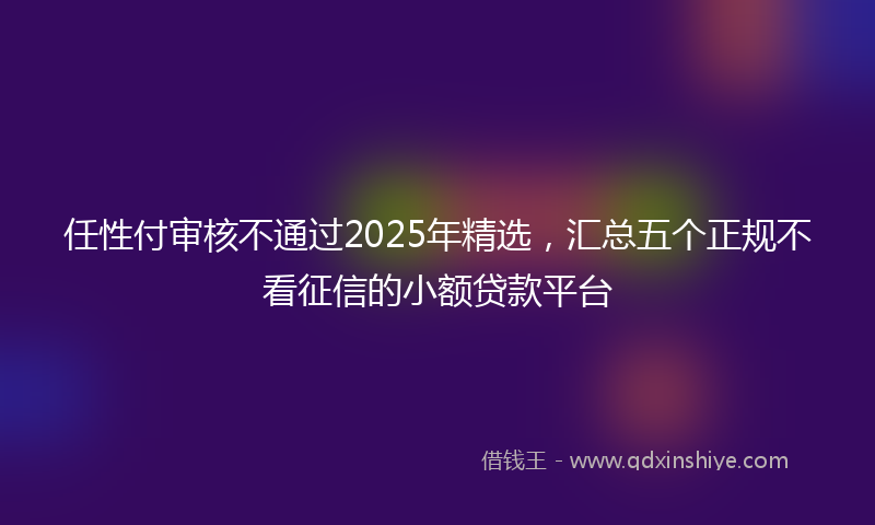 任性付审核不通过2025年精选，汇总五个正规不看征信的小额贷款平台