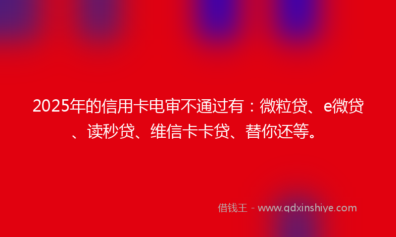 2025年的信用卡电审不通过有：微粒贷、e微贷、读秒贷、维信卡卡贷、替你还等。