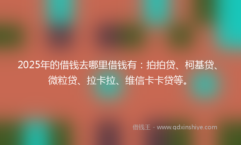 2025年的借钱去哪里借钱有：拍拍贷、柯基贷、微粒贷、拉卡拉、维信卡卡贷等。
