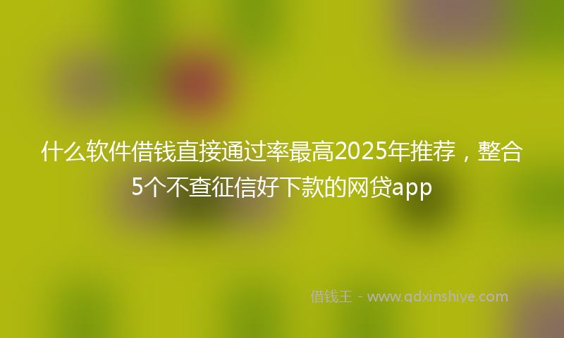 什么软件借钱直接通过率最高2025年推荐，整合5个不查征信好下款的网贷app