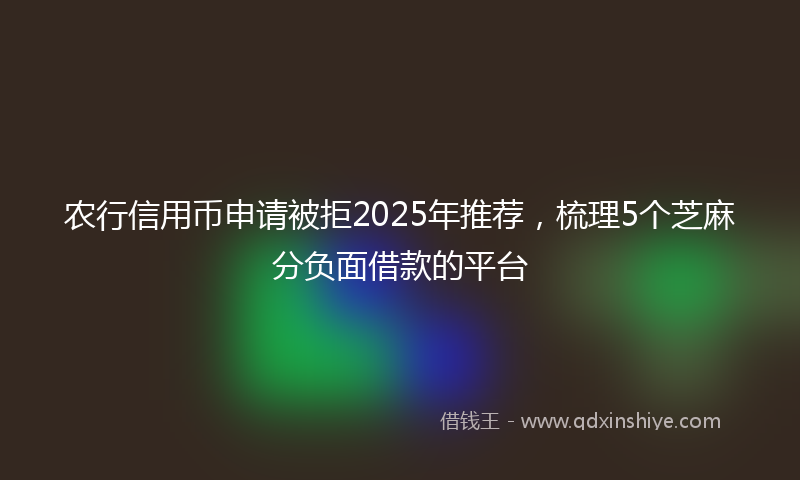 农行信用币申请被拒2025年推荐，梳理5个芝麻分负面借款的平台