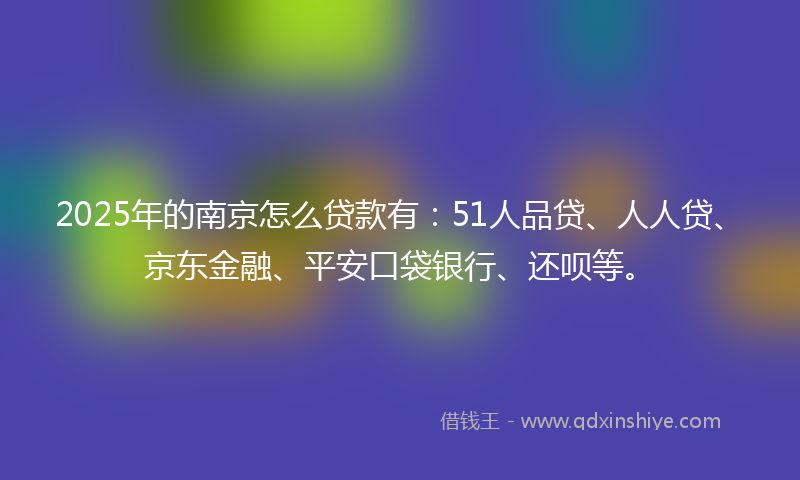2025年的南京怎么贷款有：51人品贷、人人贷、京东金融、平安口袋银行、还呗等。