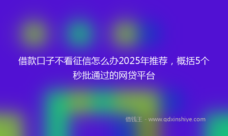 借款口子不看征信怎么办2025年推荐，概括5个秒批通过的网贷平台