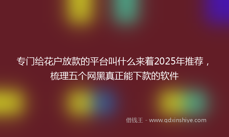 专门给花户放款的平台叫什么来着2025年推荐，梳理五个网黑真正能下款的软件