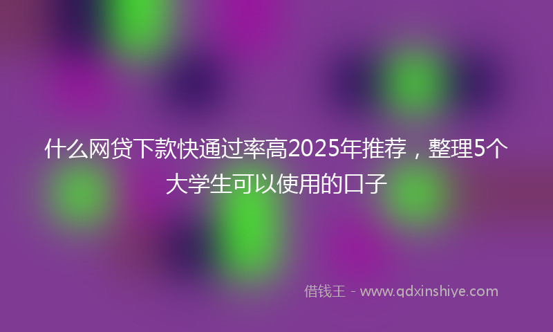 什么网贷下款快通过率高2025年推荐，整理5个大学生可以使用的口子
