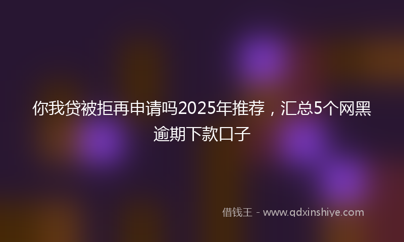你我贷被拒再申请吗2025年推荐，汇总5个网黑逾期下款口子
