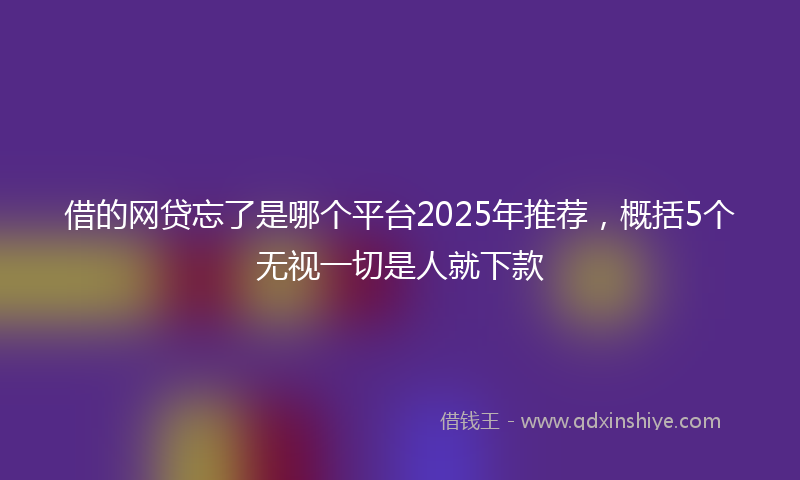 借的网贷忘了是哪个平台2025年推荐，概括5个无视一切是人就下款
